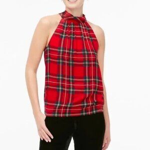 J. Crew Red Plaid Sleeveless Halter Neck Women's Size 12 NWOT